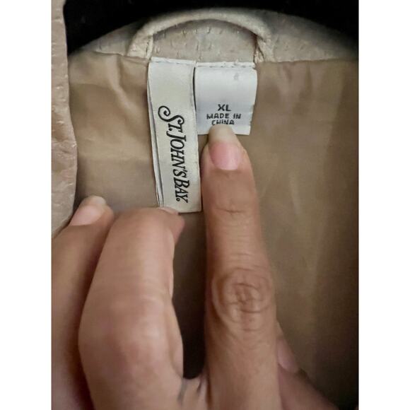 St. John’s Bay Women’s Vintage Tan Suede Leather Jacket, 90s Leather Coat, Sz XL - Picture 3 of 9